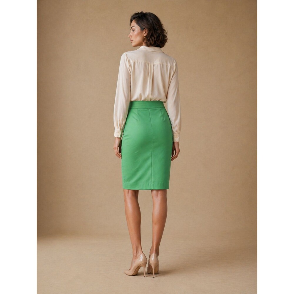 Vintage  Escada Margaretha Ley Green Women’s  Pencil Skirt  EU 36 US 4  Cotton - Picture 2 of 11